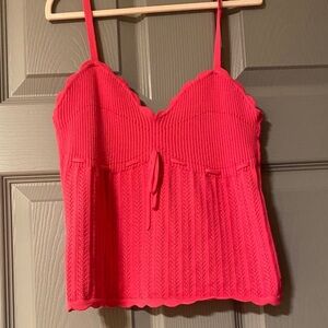 Wilfred Scalloped Knit Camisole - Hot Pink beachy summer spring spaghetti strap